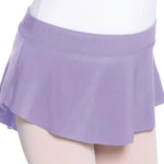 Purple skirt worn by a person on a white background
