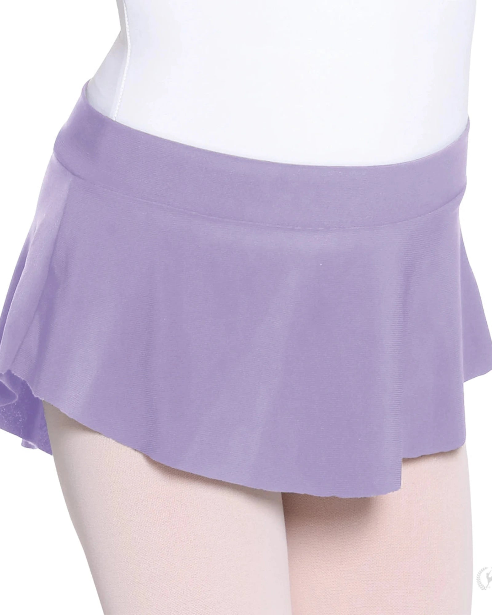 Purple skirt worn by a person on a white background