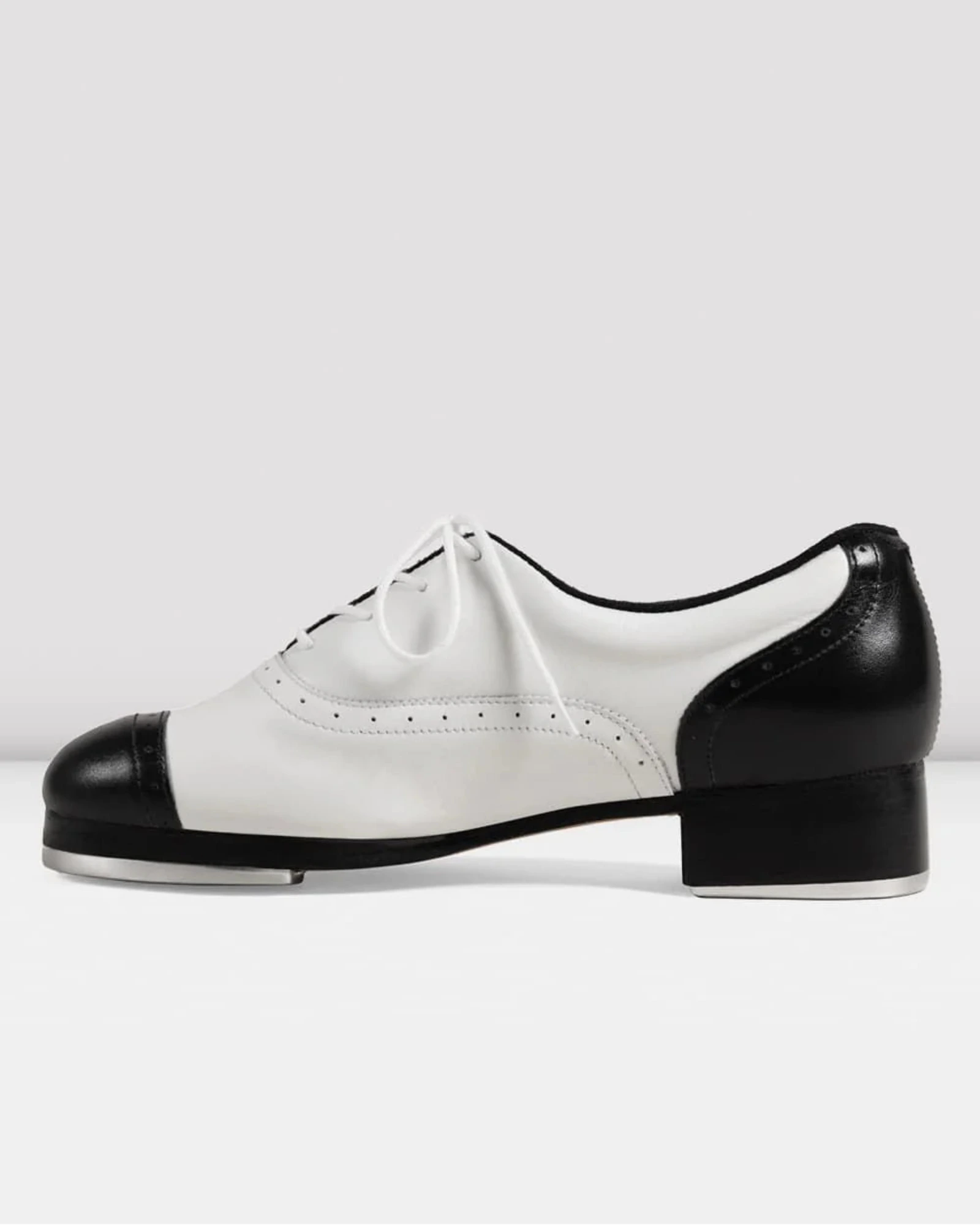 Black and white shoe on a white background