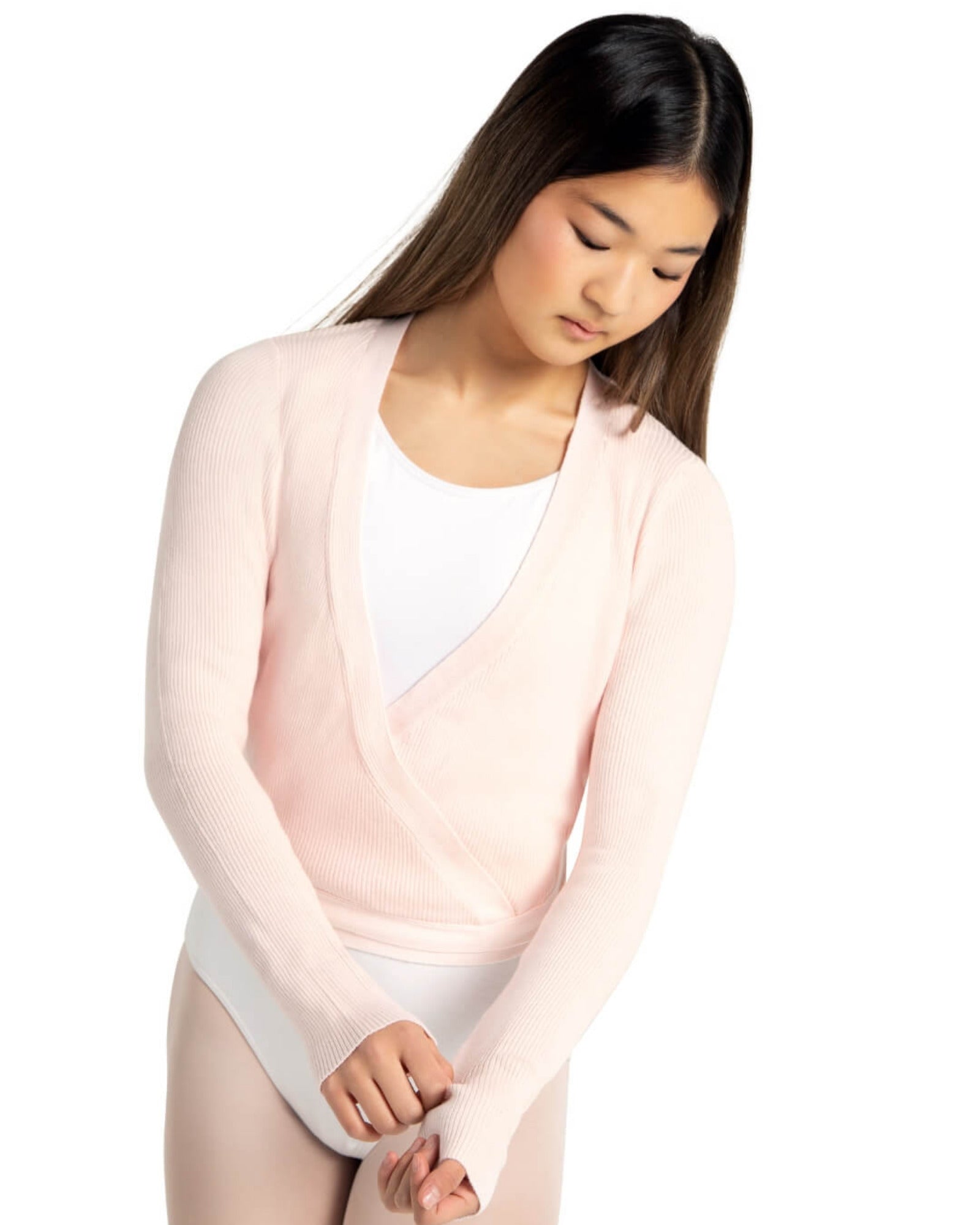 RIBBED KNIT WRAP SWEATER-ADULT