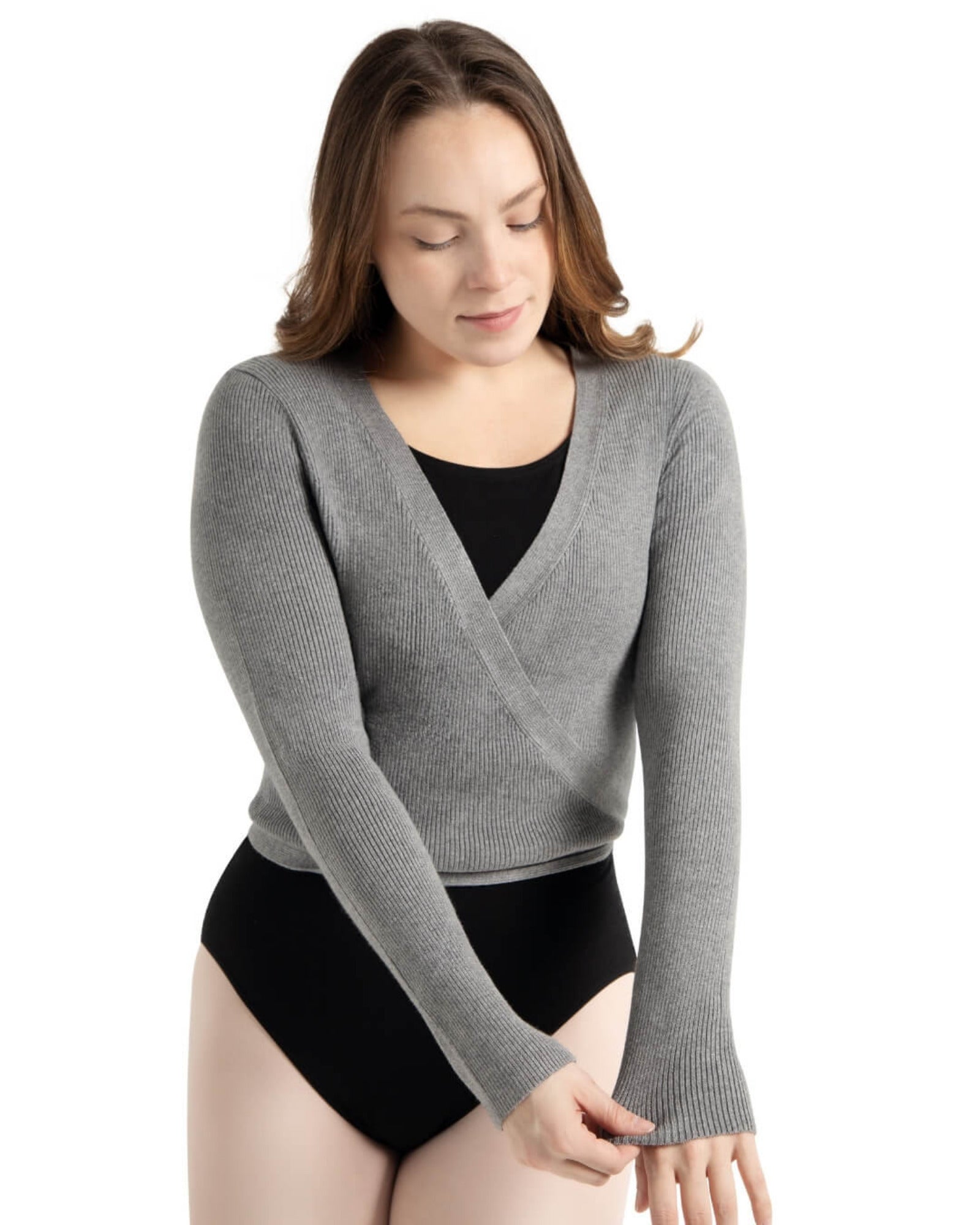 RIBBED KNIT WRAP SWEATER-ADULT