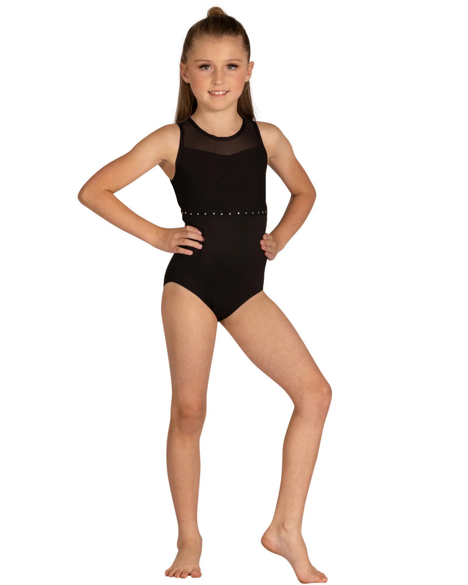 ALEXA CUTAWAY RHINESTONE TANK LEOTARD - CHILD