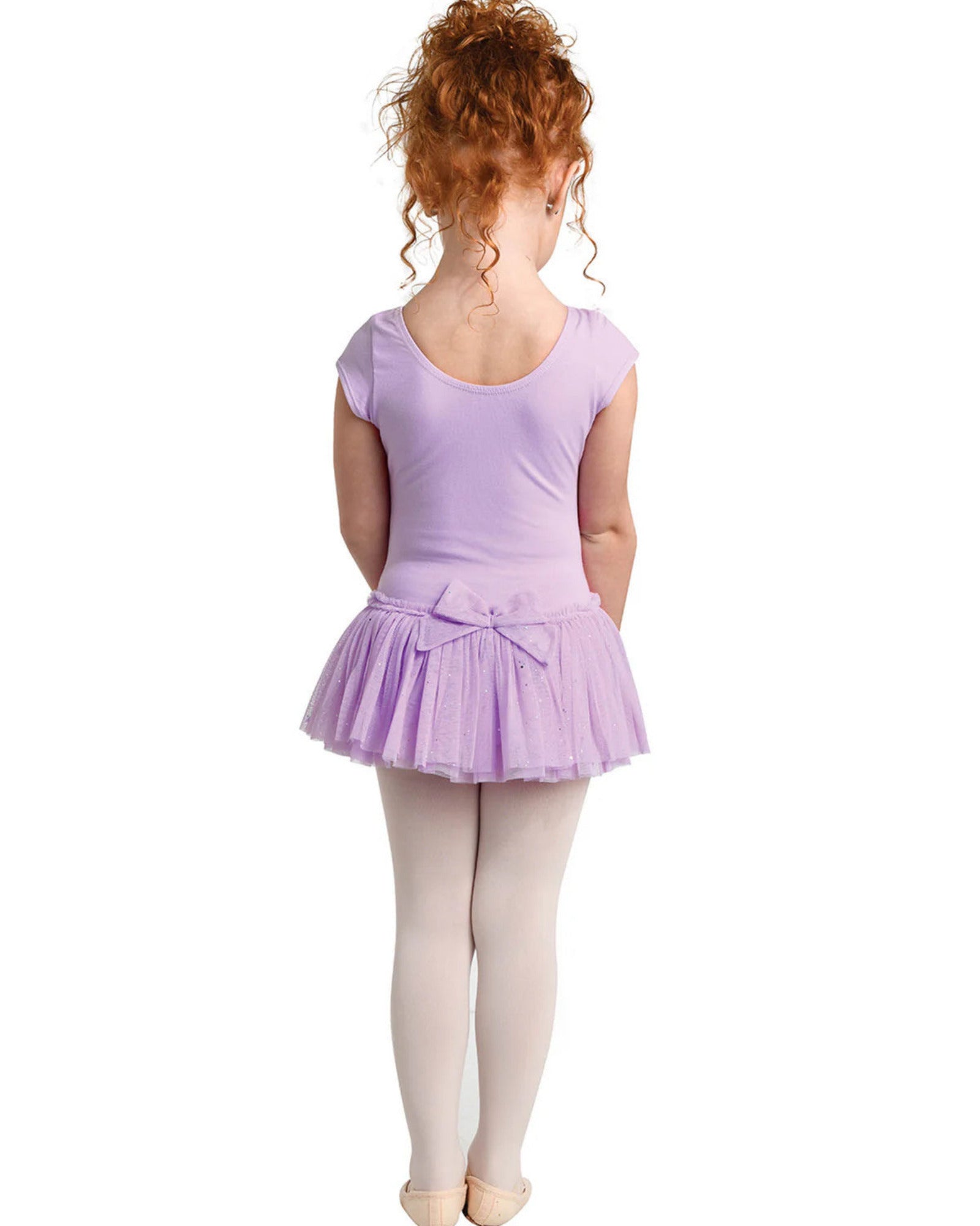 SHORT SLV GLITTER MESH SKIRT DRESS-CHILD