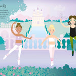Illustration of fairies in a fantasy garden with a castle in the background