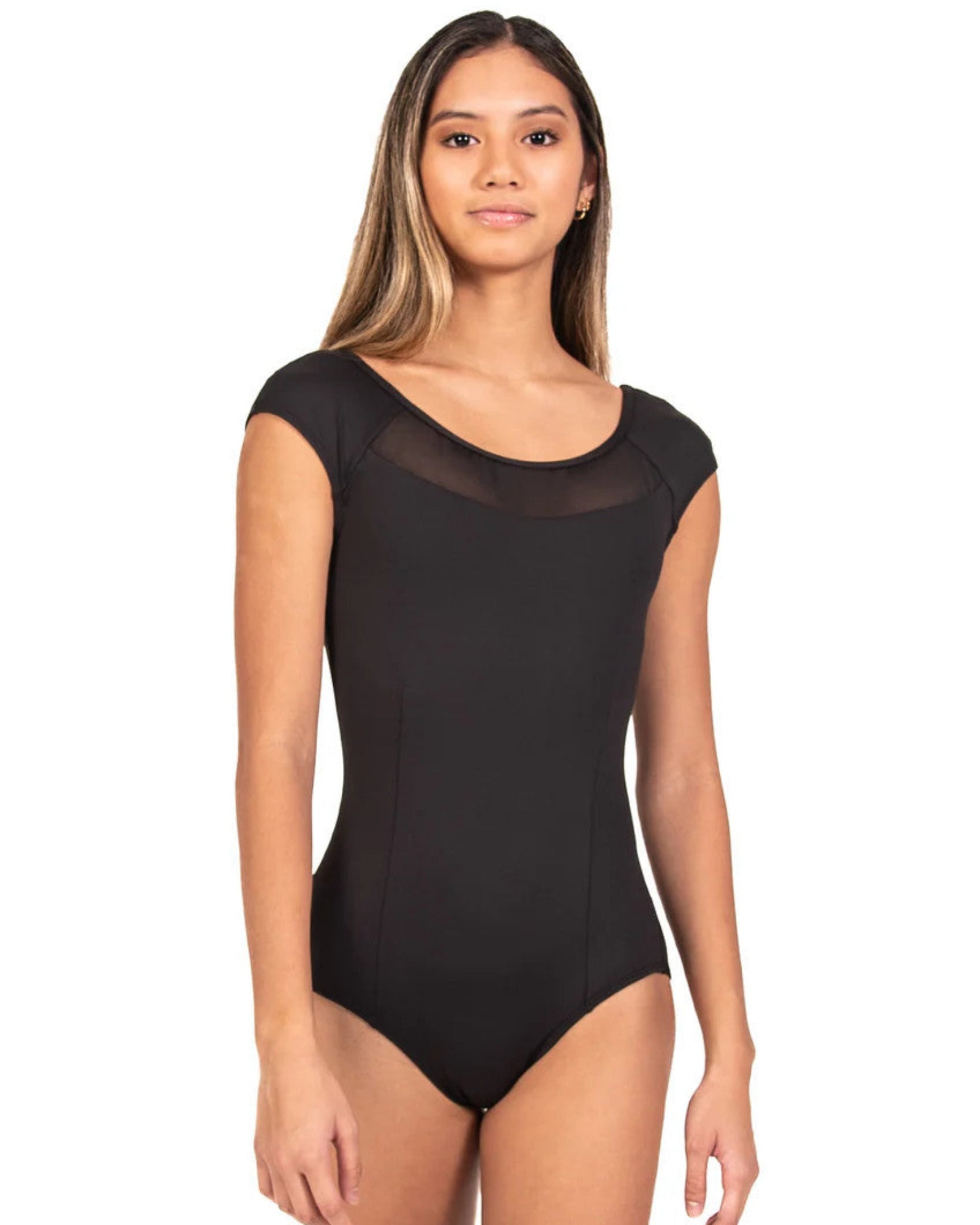 ELEVATED MESH NECKLINE CAP SLV LEO-CHILD