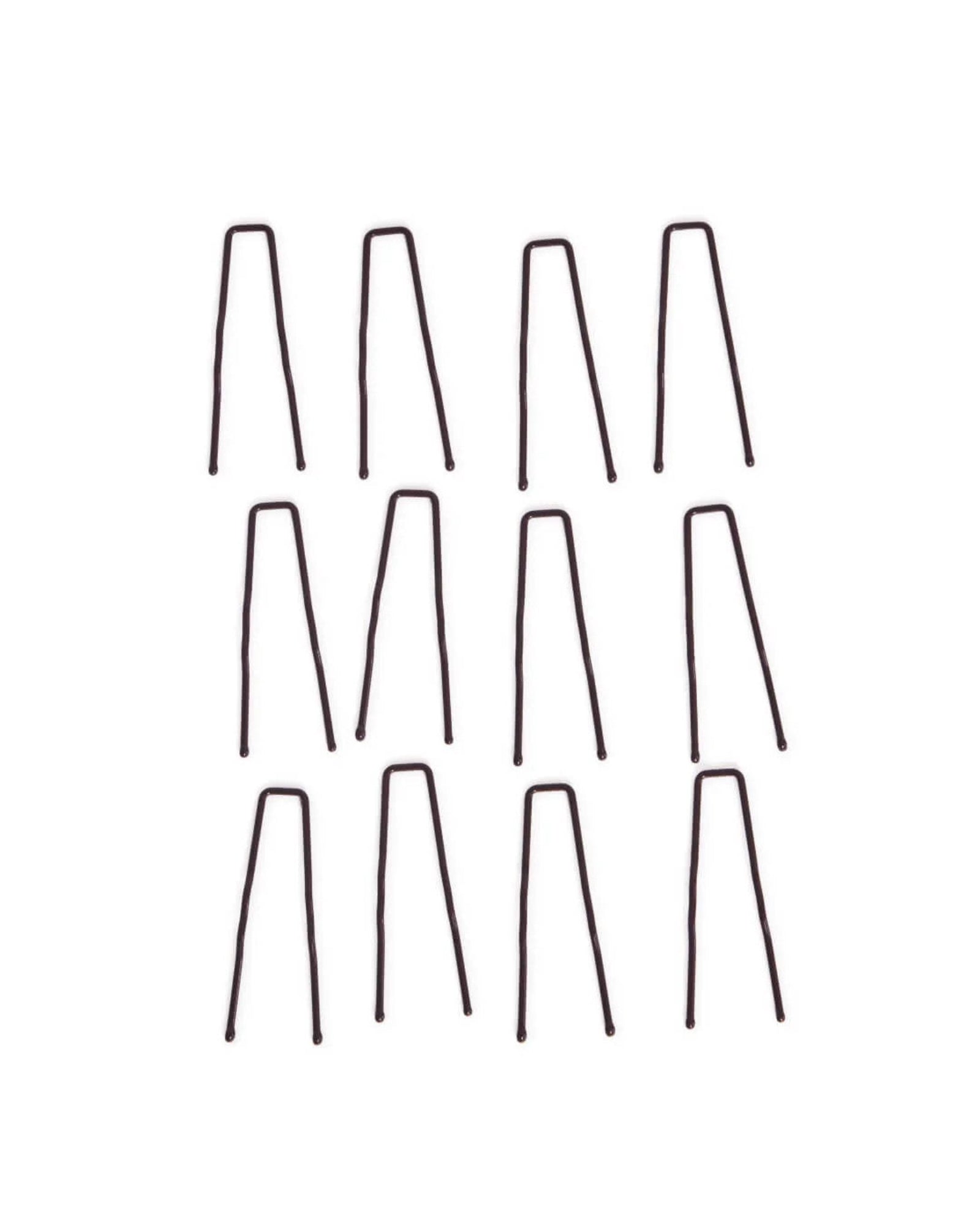 Set of black hairpins on a white background