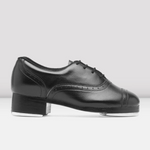 Black leather shoe on a white background