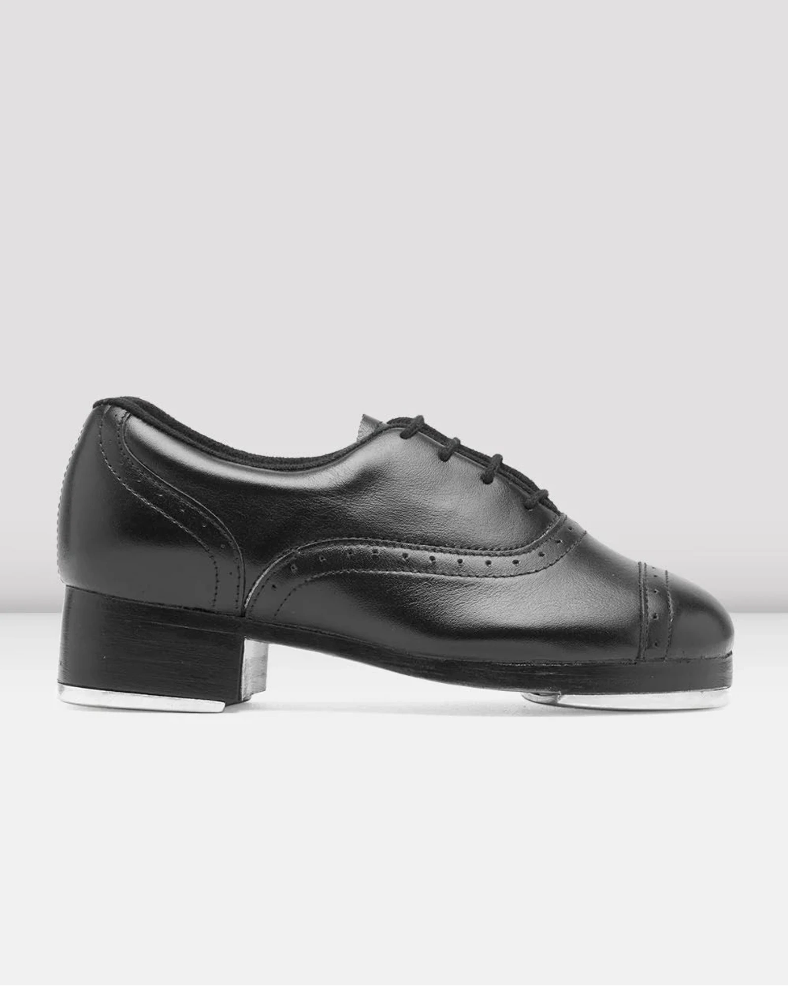 Black leather shoe on a white background
