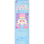 A boxed craft kit labeled 'DIAMOND PAINTING' in pastel packaging, featuring a cartoon princess illustration on the front. The package is photographed upright against a plain white background.