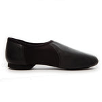 Black leather jazz shoe on a white background