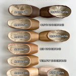 Color swatches of Suffolk pointe shoes with labeled shades and undertones on a white background.