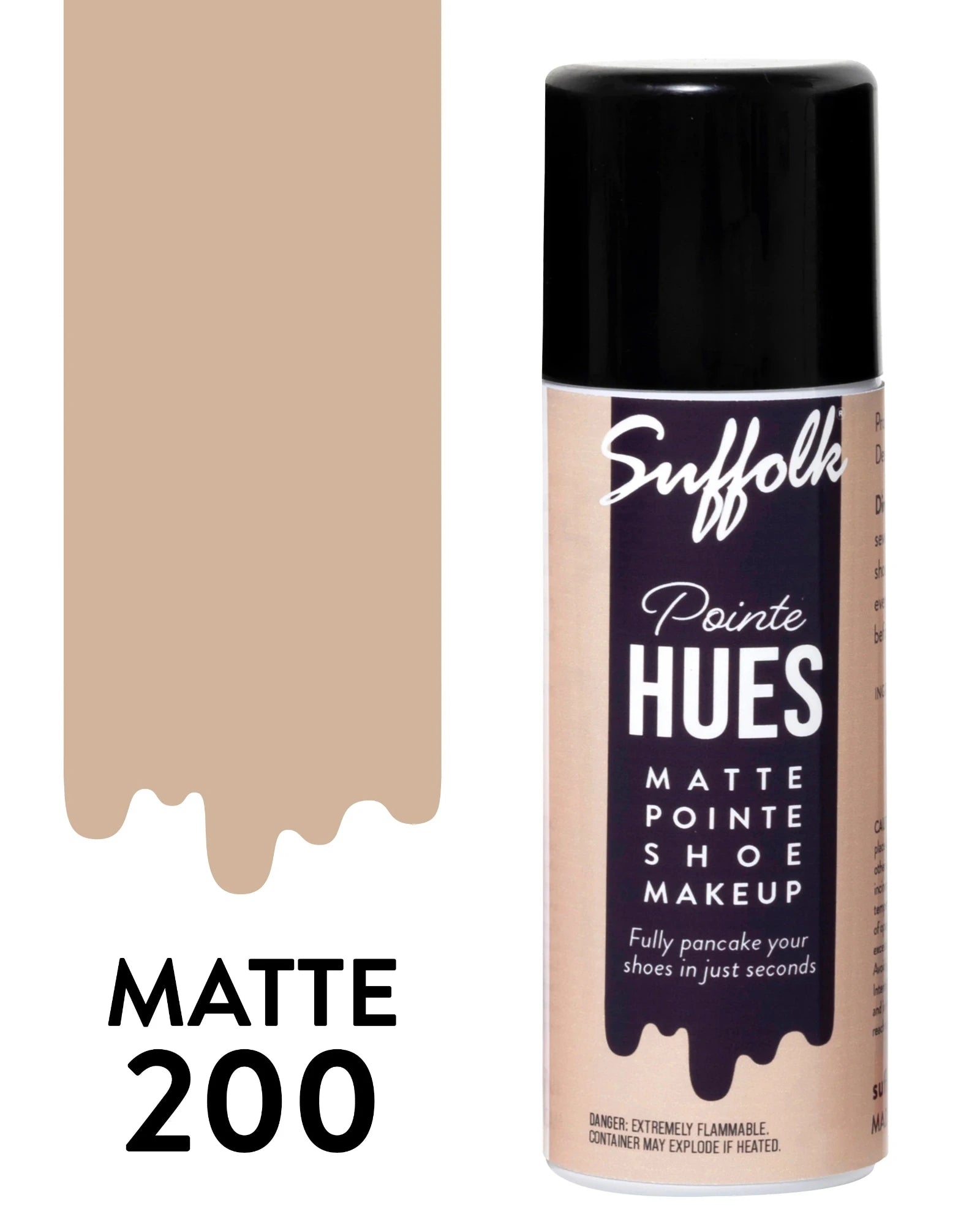 Suffolk Pointe Hues matte shoe makeup can with beige color swatch on a white background