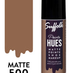 Suffolk Pointe Hues matte shoe makeup can with color swatch on a white background