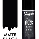 Suffolk Pointe Hues Matte Pointe Shoe Makeup can in Matte Black on a white background