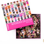 Nutcracker-themed puzzle with pieces scattered outside the box on a white background