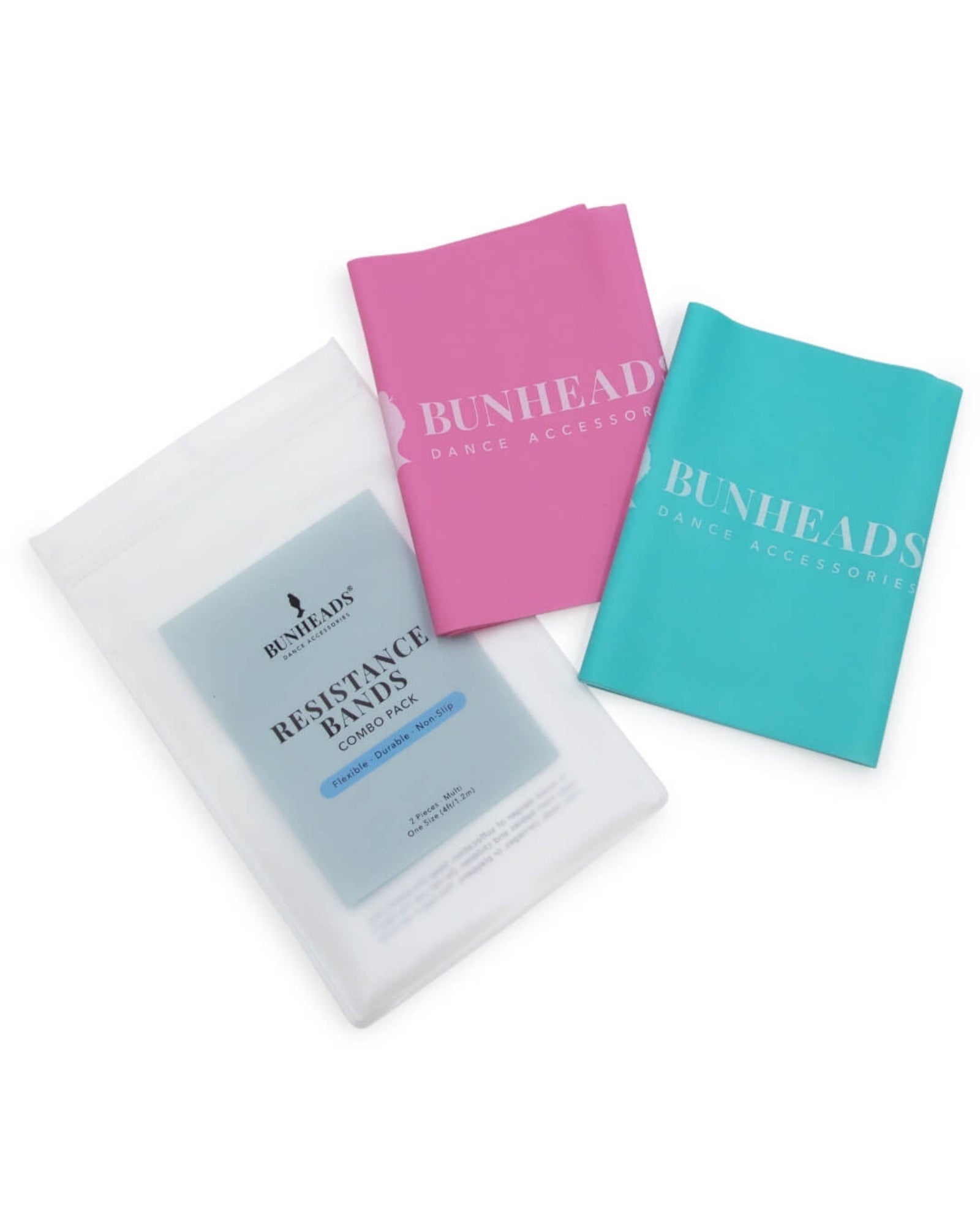 Three packages of Bunheads dance accessories on a white background