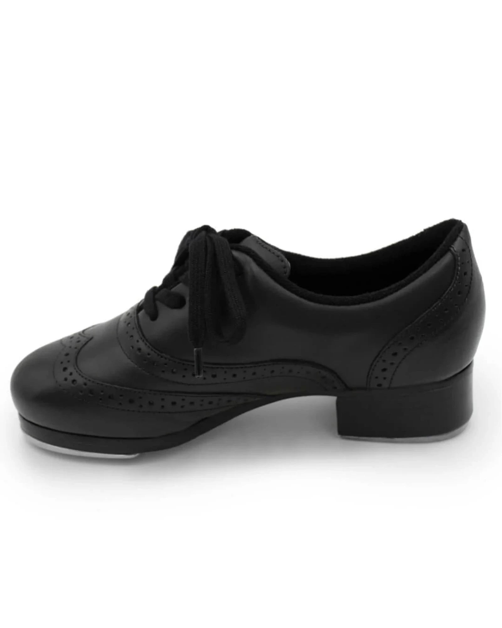 Black tap dance shoe on a white background