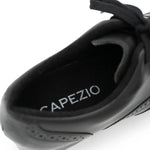 Black dance shoe with 'CAPEZIO' branding on a white background