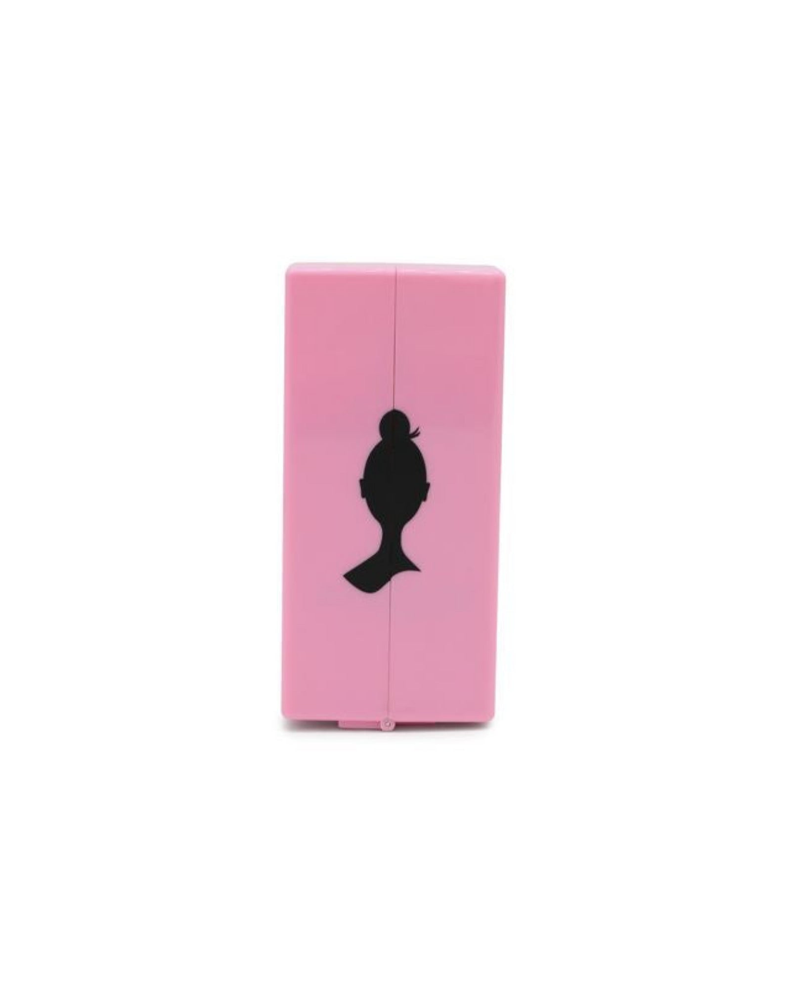 Pink product with black silhouette on a white background