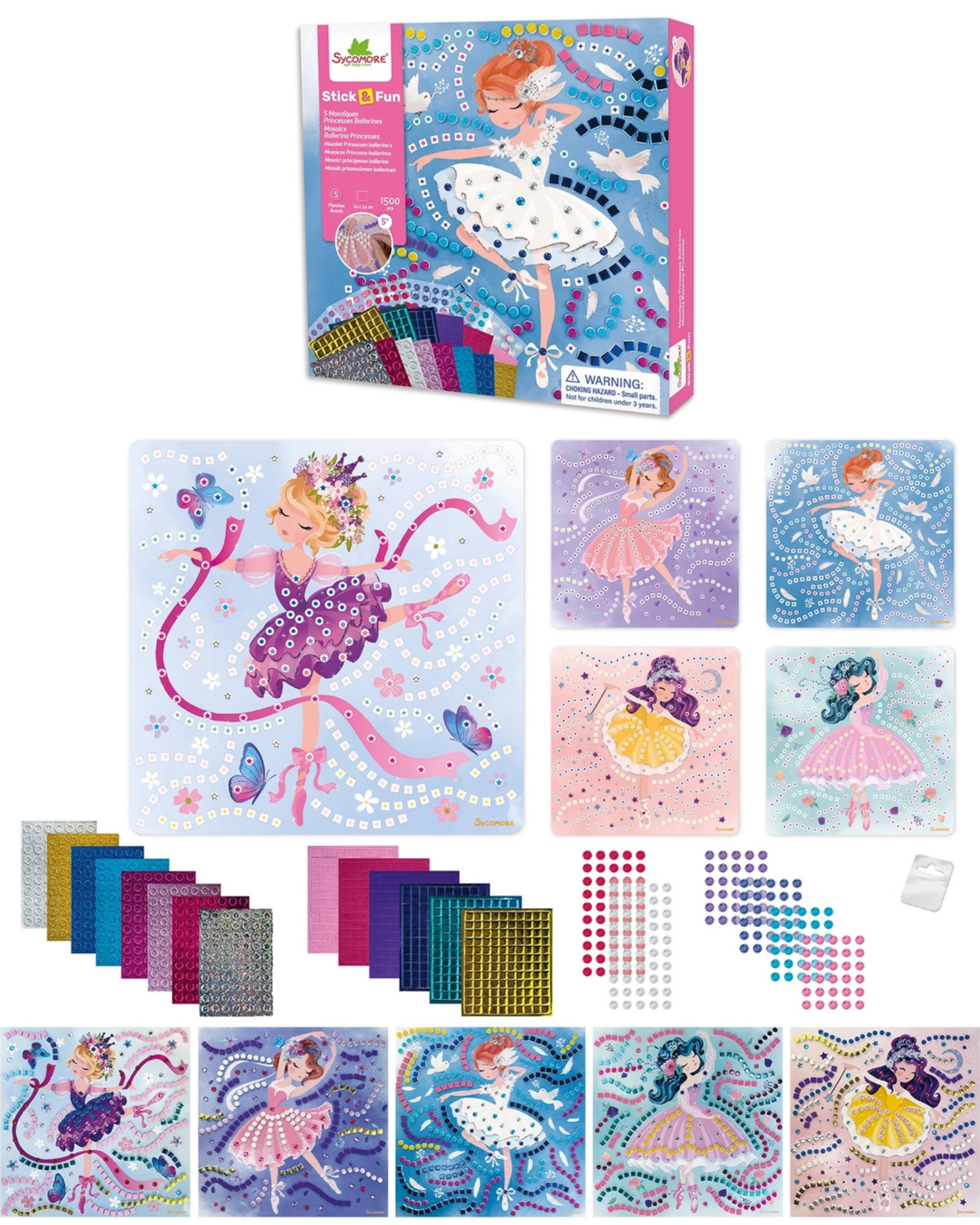 Children's craft kit with fairy-themed materials on a white background