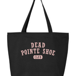 Black tote bag on a white background