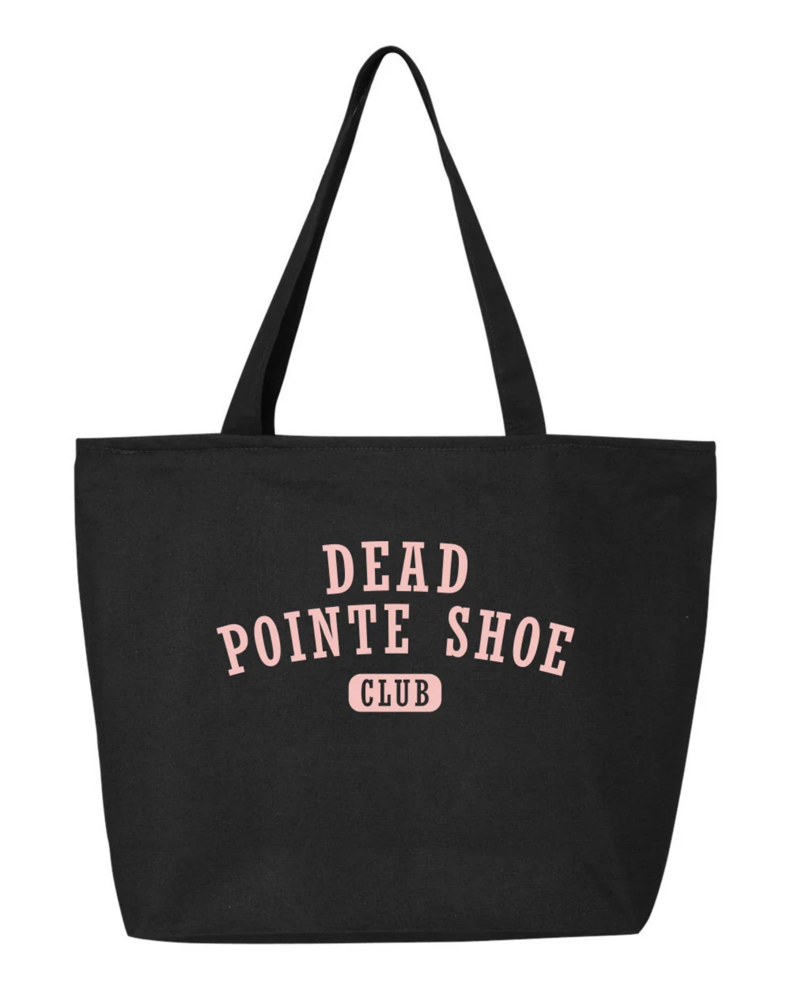 Black tote bag on a white background