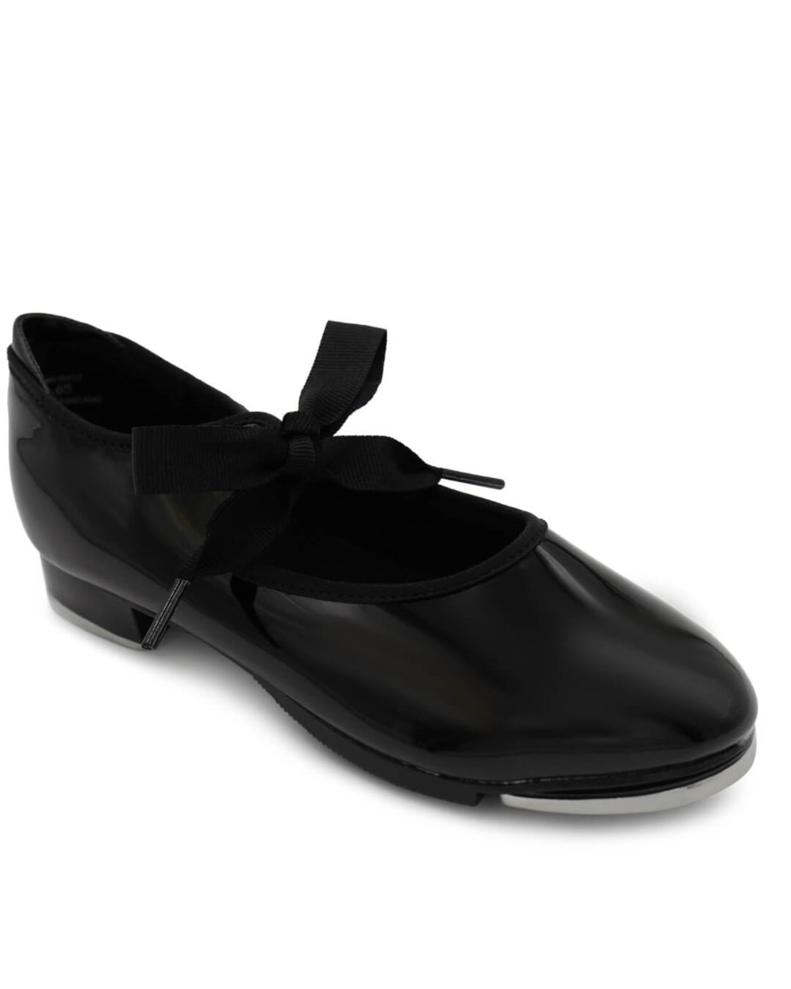 Black tap shoe on a white background