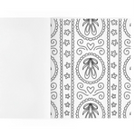 A coloring page with a black line-art paisley and floral pattern printed along the right side, shown on a plain white background.