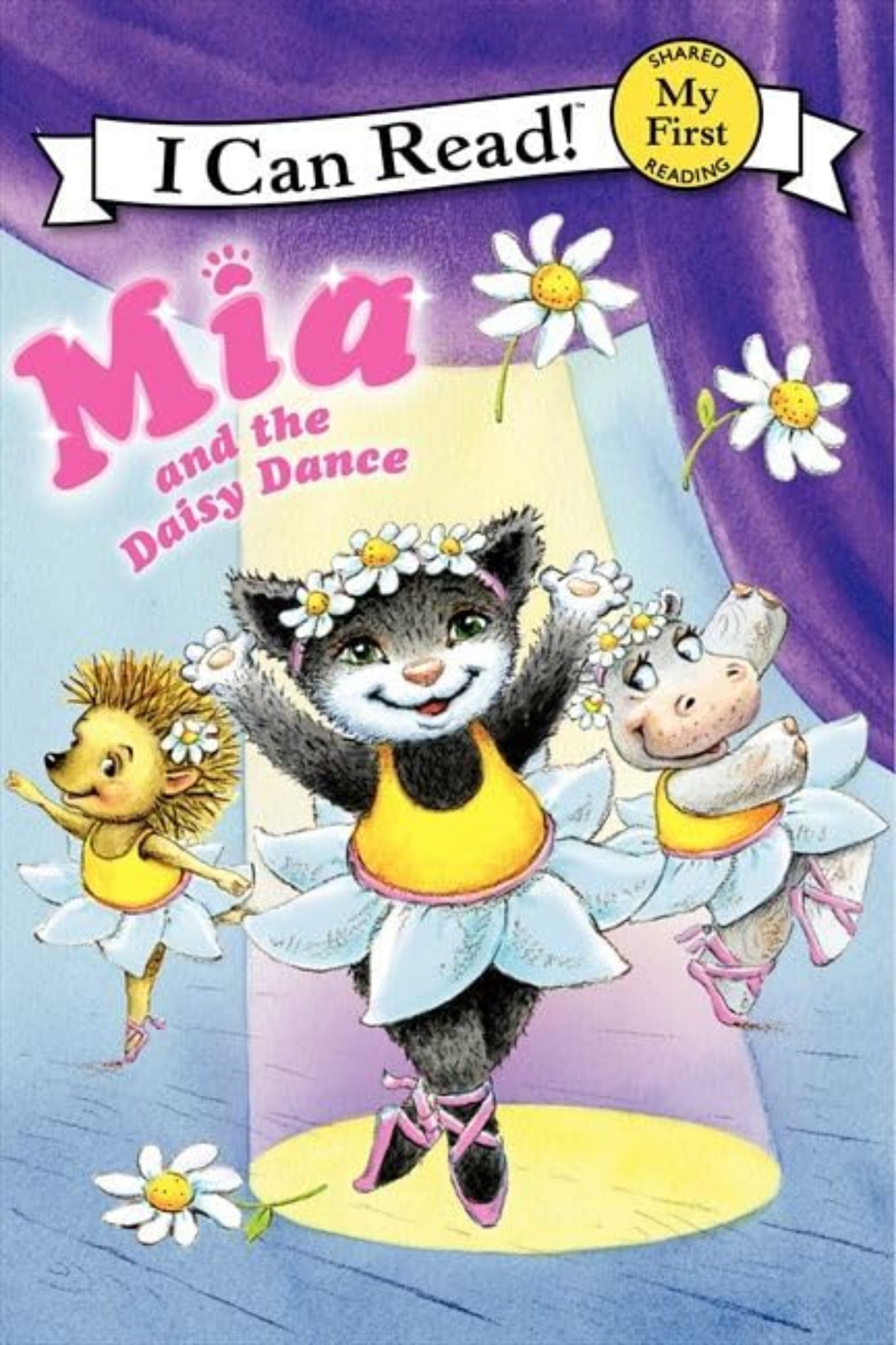 Book cover of 'Mia and the Daisy Dance' featuring a cat character in fairy costume with flowers and butterflies.