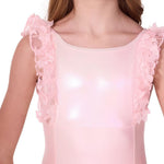 Pink dress with ruffled sleeves on a white background