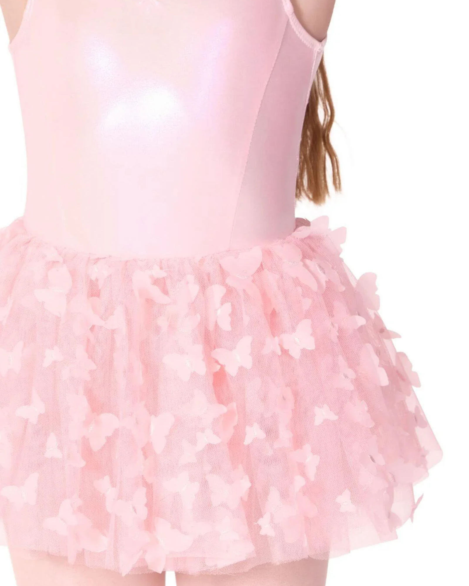 Pink ballet outfit with a tutu on a white background