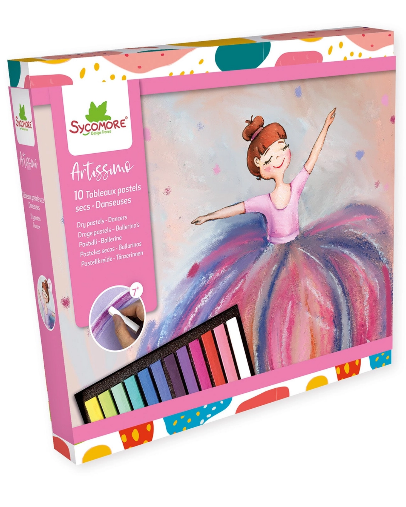 Sycomore Artissimo pastel set packaging with a ballerina illustration on a white background