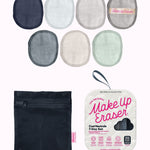 Make-up eraser set with packaging on a white background