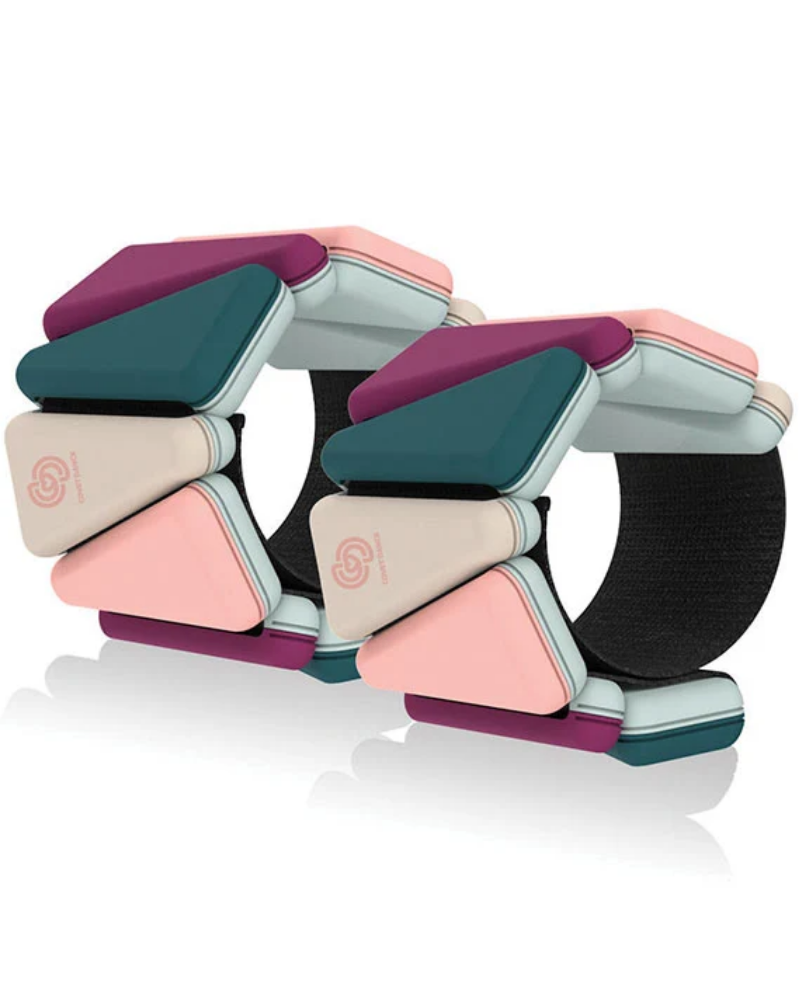 Colorful geometric bracelet on a white background