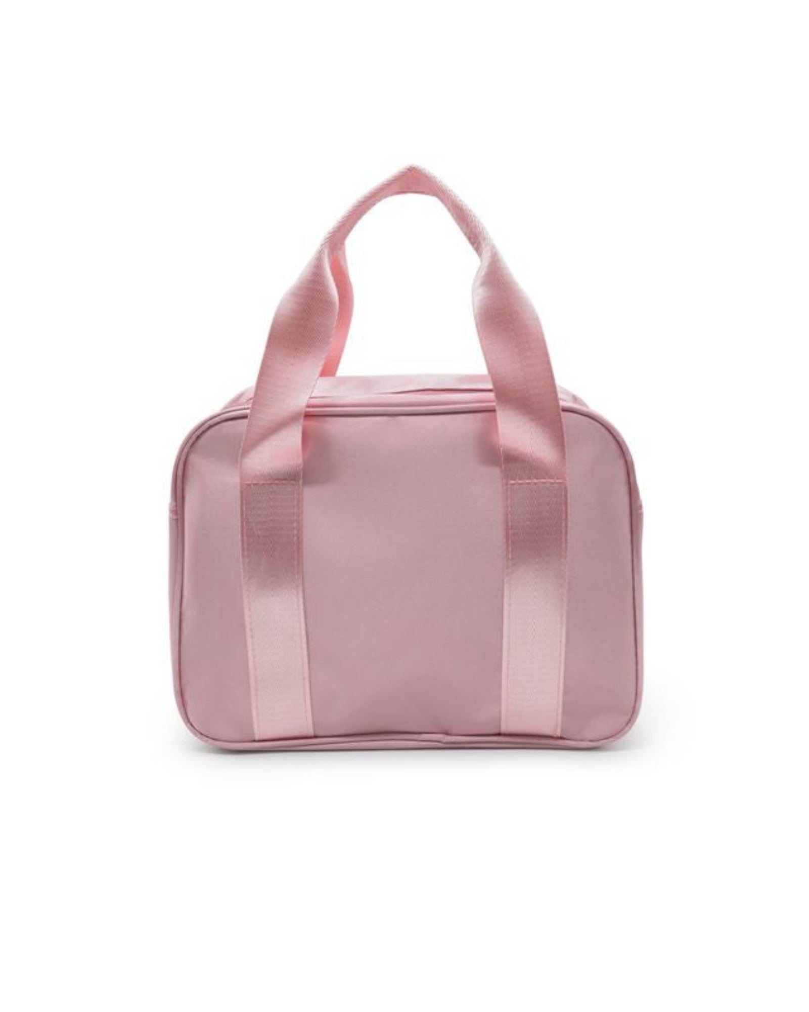 A light pink dance bag with two top handles, shown against a plain white background.