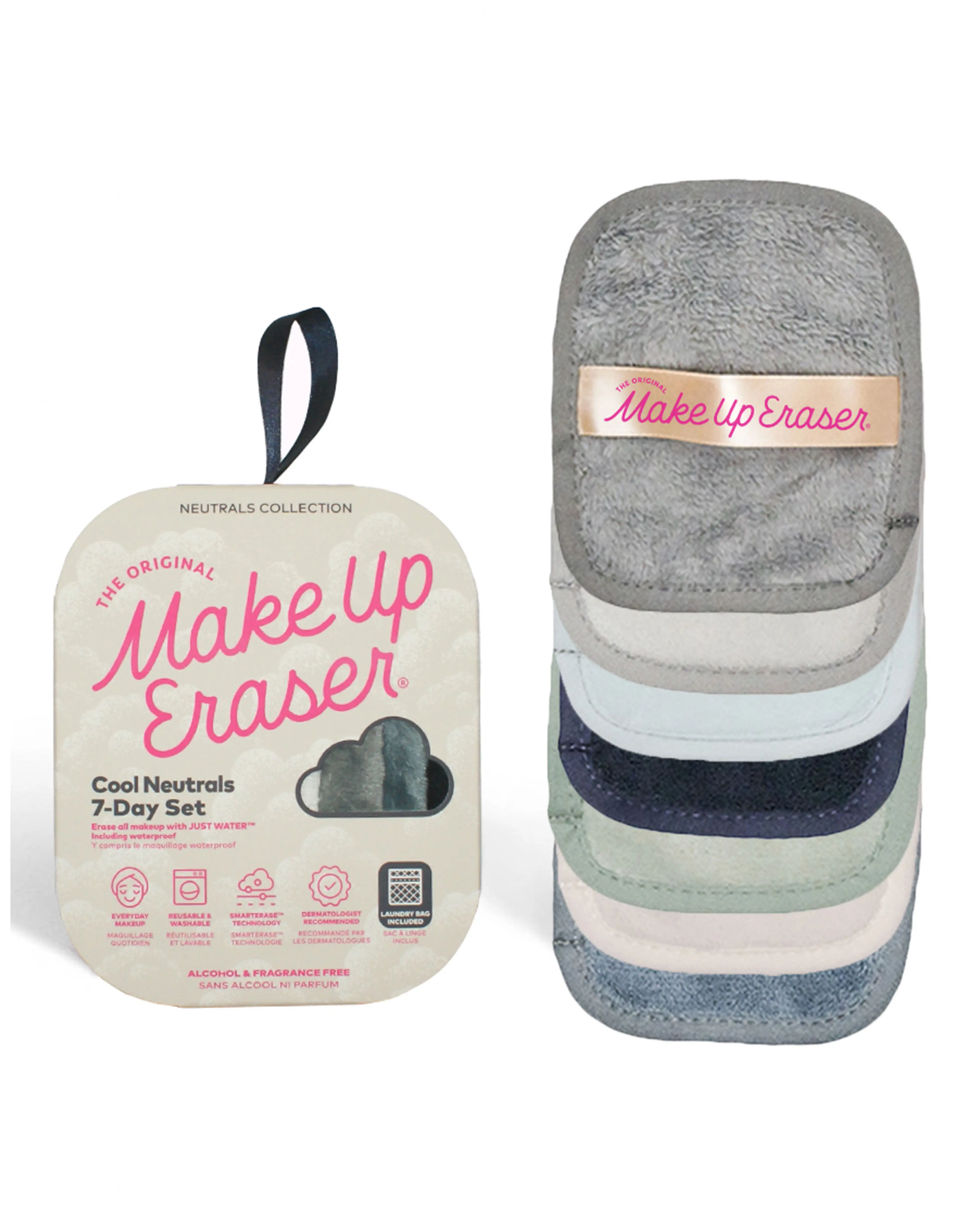 Makeup eraser with packaging on a white background