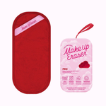 Red and pink Make Up Eraser on a white background